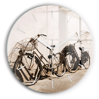 Round glass clock Italian bike
