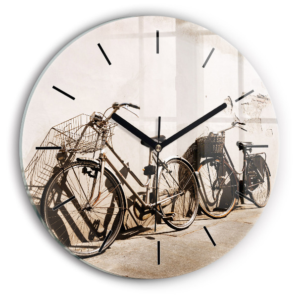 Round glass clock Italian bike