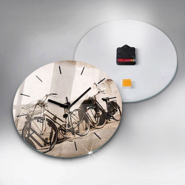 Round glass clock Italian bike