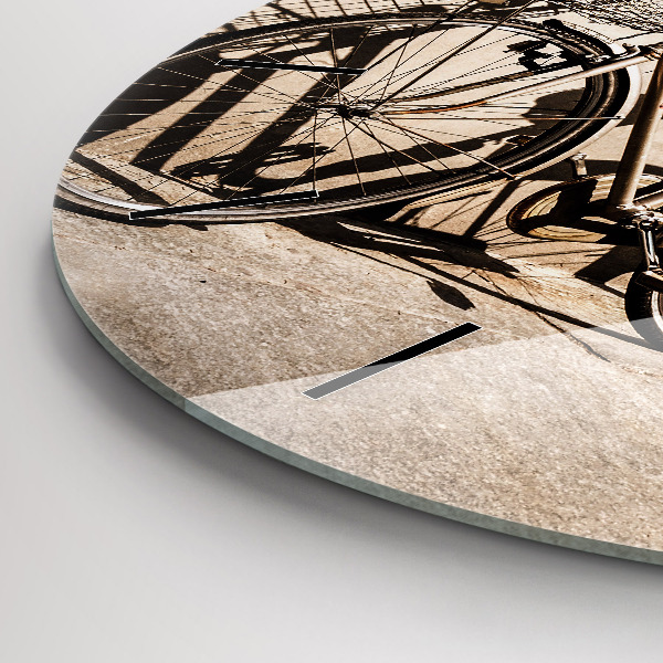 Round glass clock Italian bike