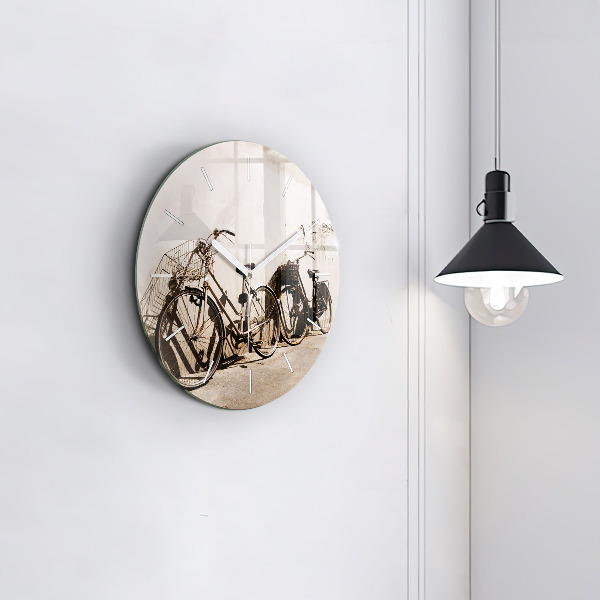 Round glass clock Italian bike