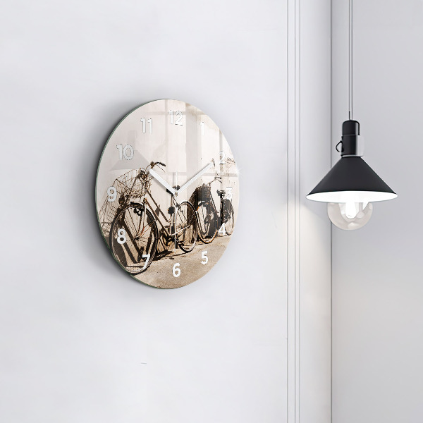 Round glass clock Italian bike