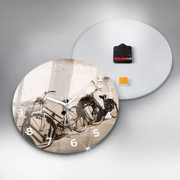 Round glass clock Italian bike
