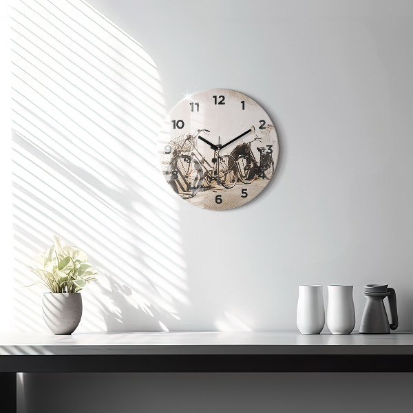 Round glass clock Italian bike