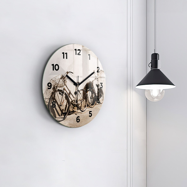 Round glass clock Italian bike
