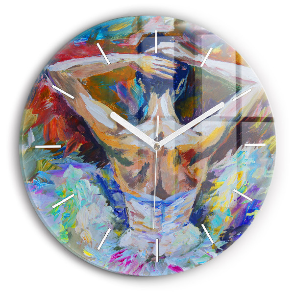 Round glass clock Painted Ballerina