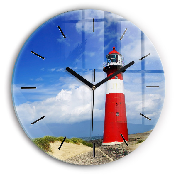 Round glass clock Lighthouse