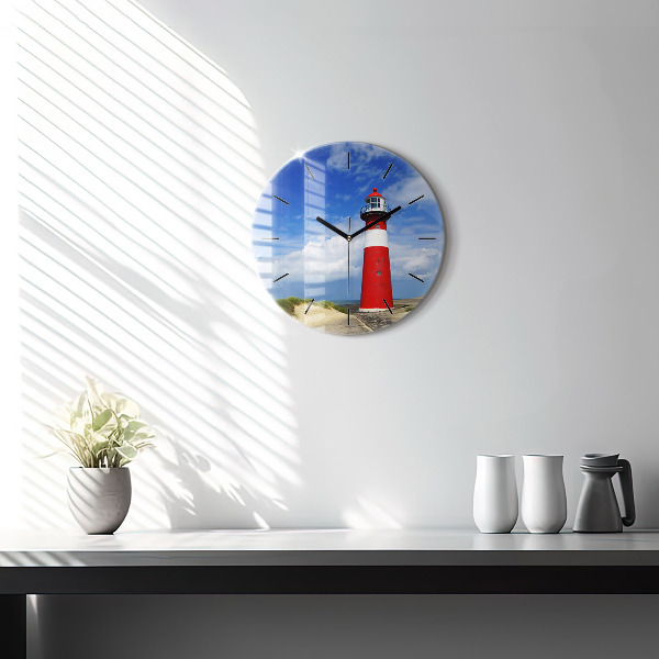 Round glass clock Lighthouse