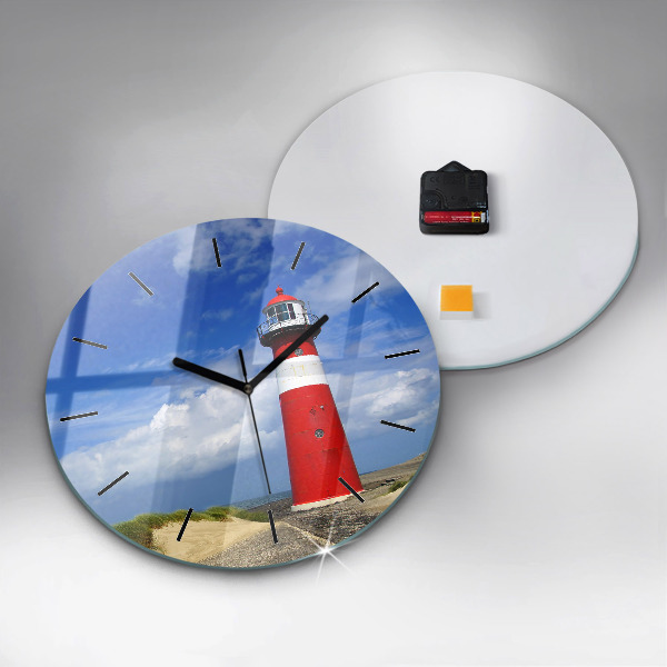 Round glass clock Lighthouse