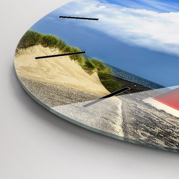Round glass clock Lighthouse