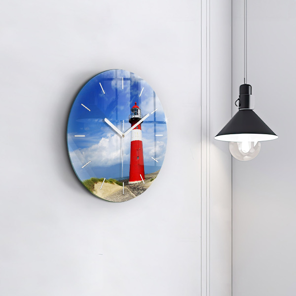 Round glass clock Lighthouse