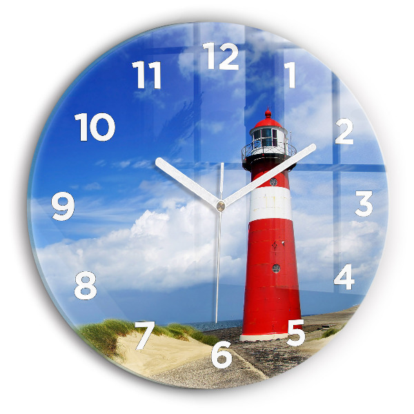 Round glass clock Lighthouse
