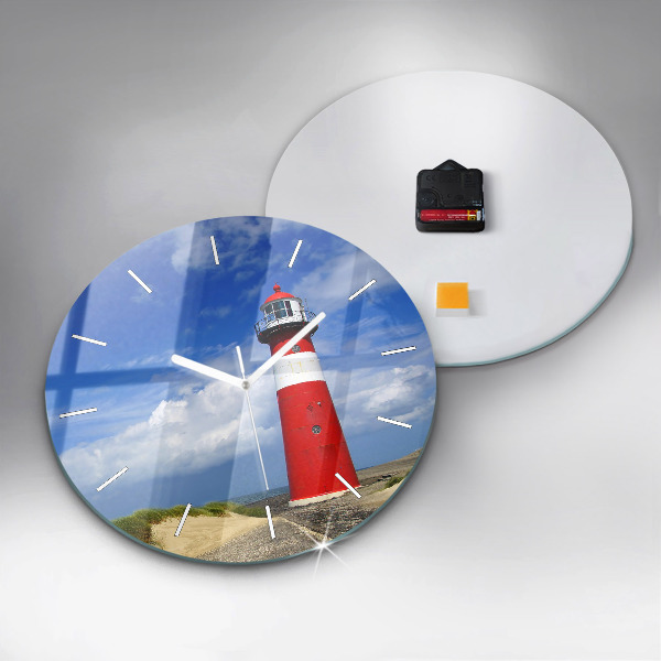 Round glass clock Lighthouse