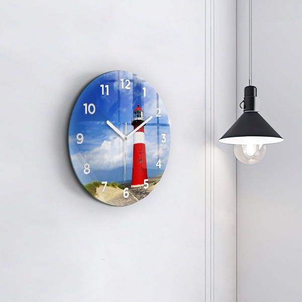 Round glass clock Lighthouse