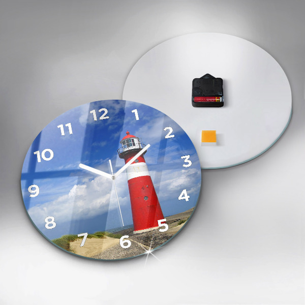 Round glass clock Lighthouse