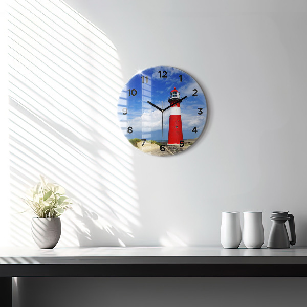 Round glass clock Lighthouse