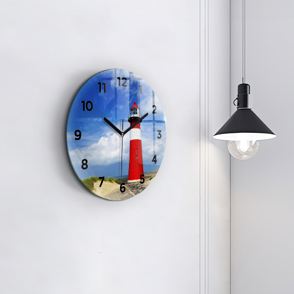 Round glass clock Lighthouse