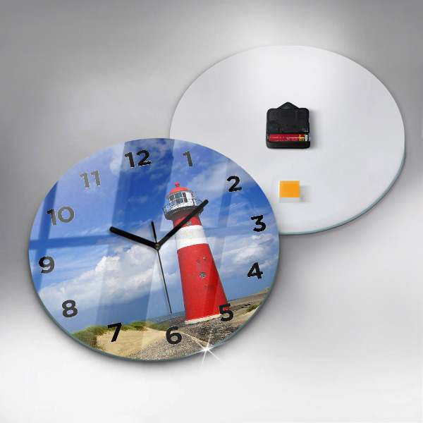 Round glass clock Lighthouse