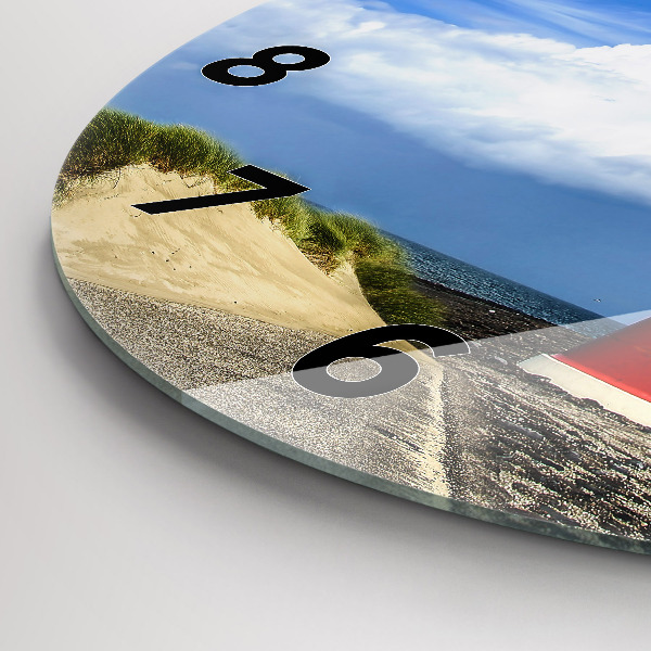 Round glass clock Lighthouse