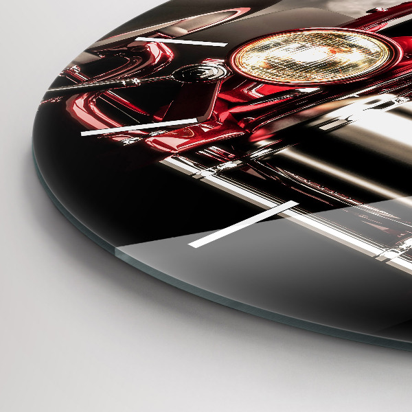 Round glass clock Old vintage car