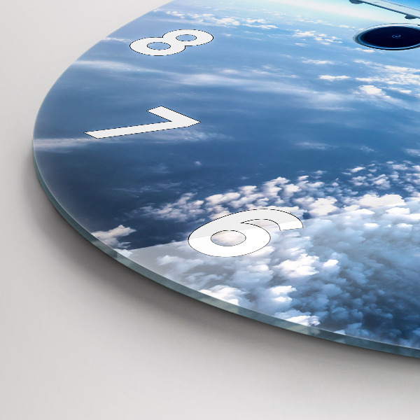 Round glass clock Cloud Plane