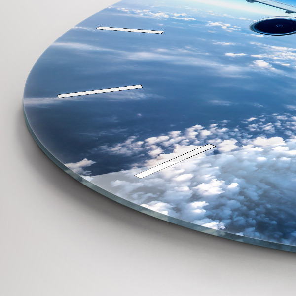 Round glass clock Cloud Plane