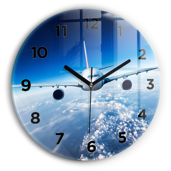 Round glass clock Cloud Plane