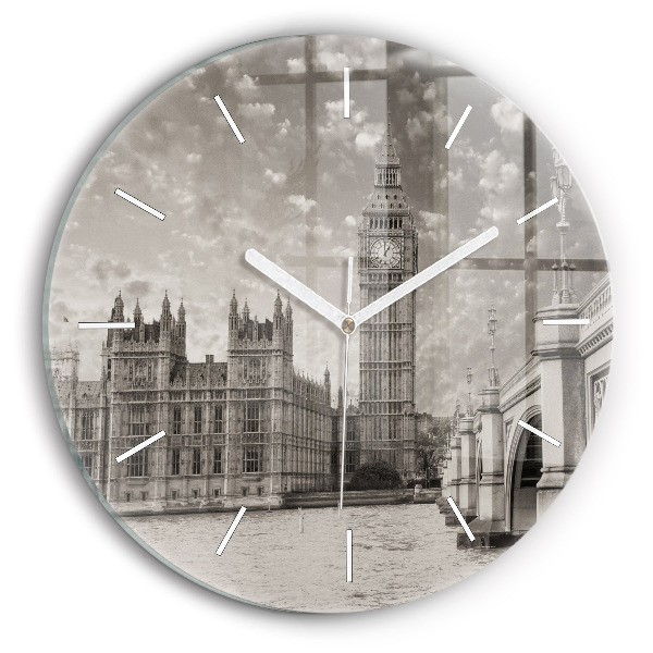 Round glass clock London Big Ben