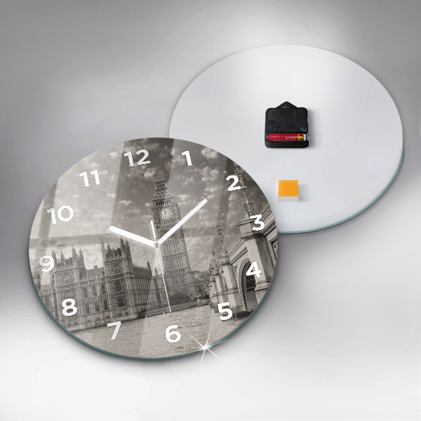 Round glass clock London Big Ben