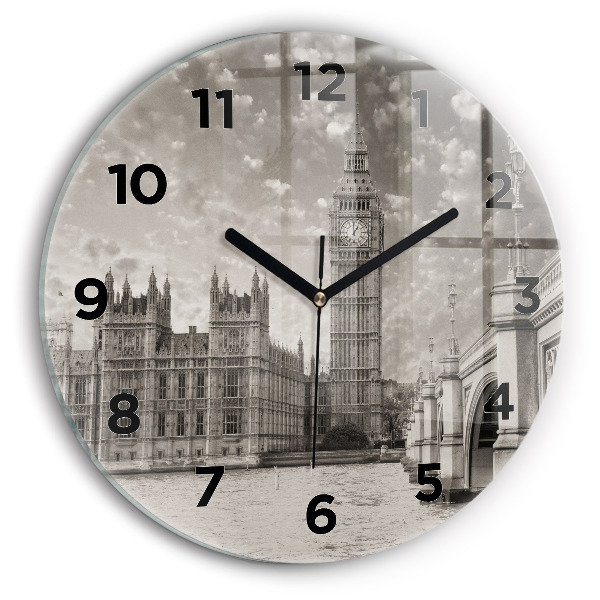 Round glass clock London Big Ben