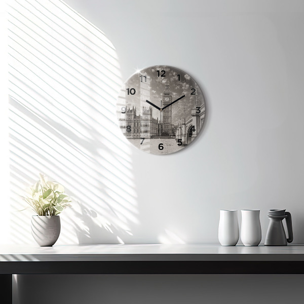 Round glass clock London Big Ben