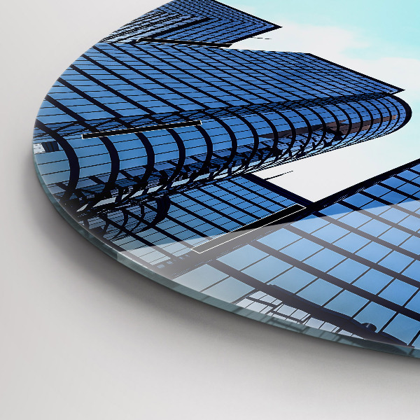 Round glass clock Airplane over buildings