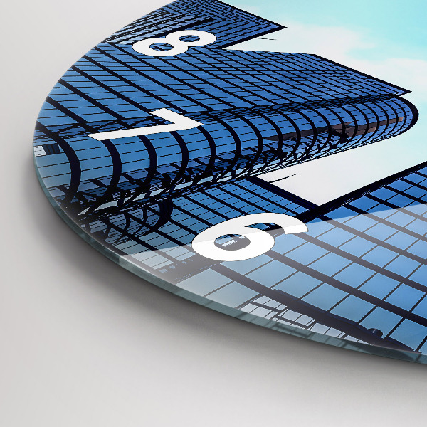 Round glass clock Airplane over buildings