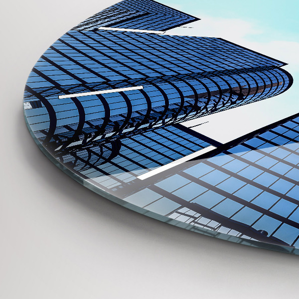 Round glass clock Airplane over buildings