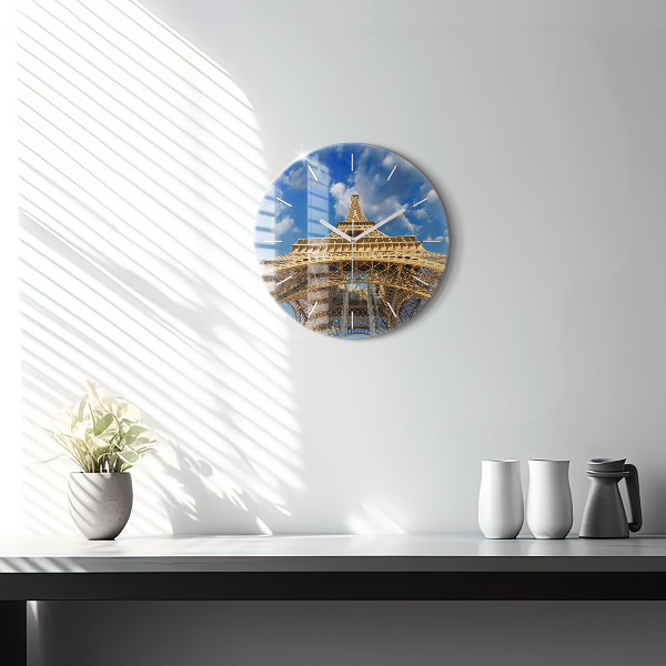 Round glass clock France Eiffel Tower