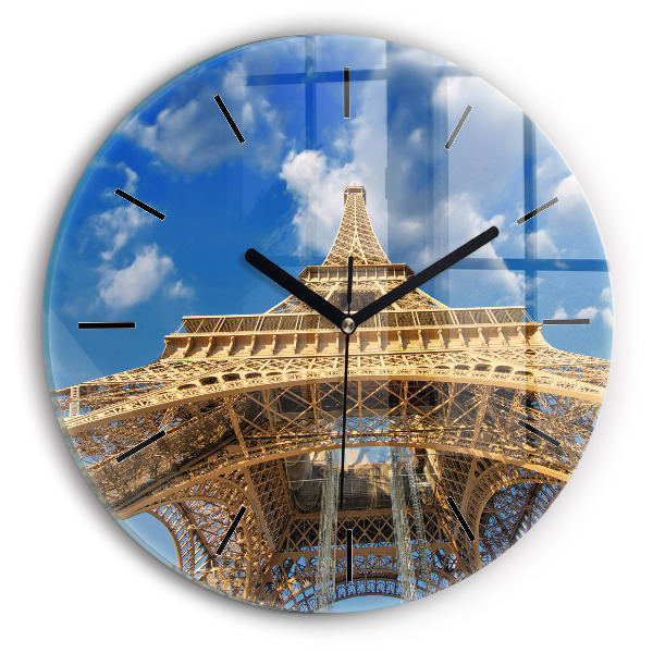 Round glass clock France Eiffel Tower