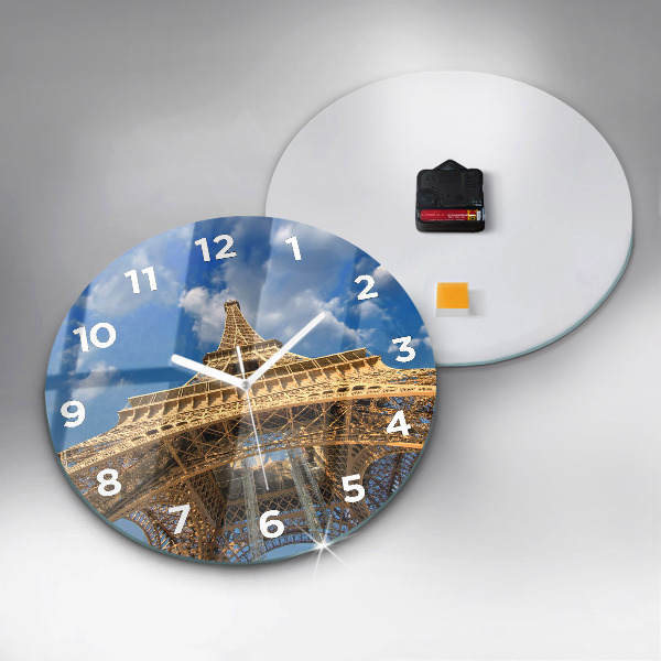 Round glass clock France Eiffel Tower