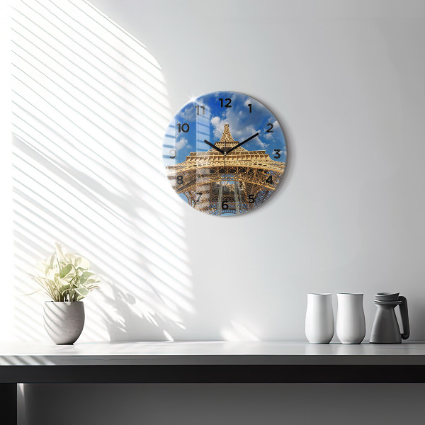 Round glass clock France Eiffel Tower