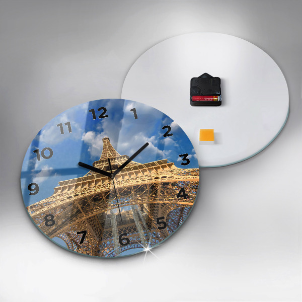 Round glass clock France Eiffel Tower