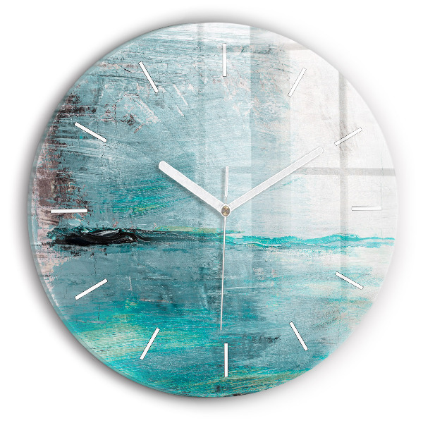 Round glass clock Oil texture abstract