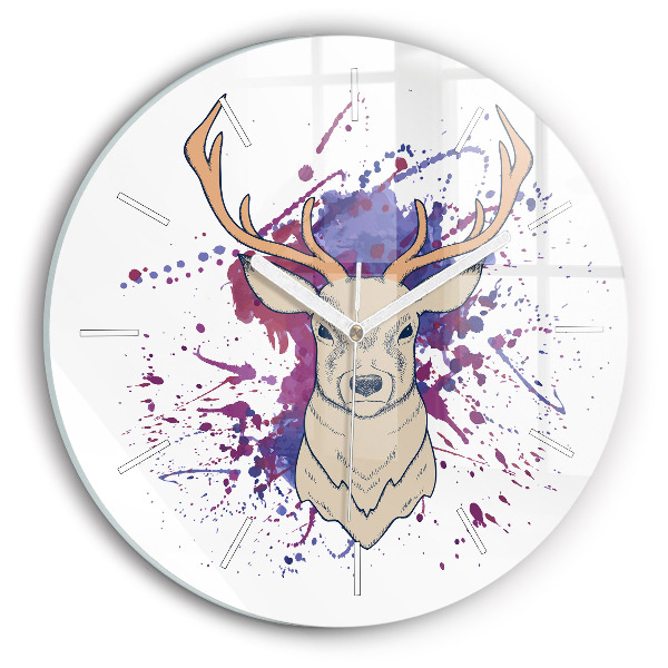 Round glass clock Deer vector illustration