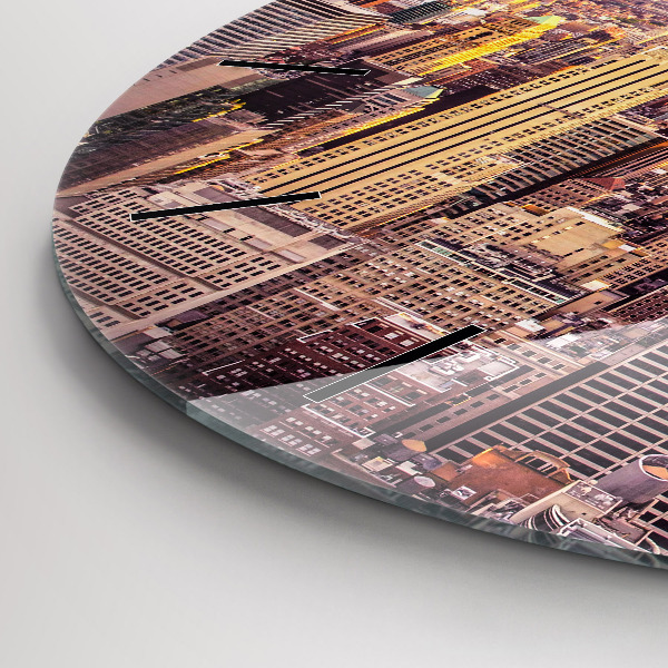 Round glass clock Sunset New York