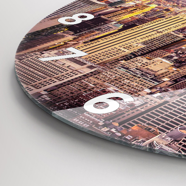 Round glass clock Sunset New York