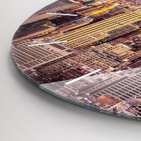 Round glass clock Sunset New York