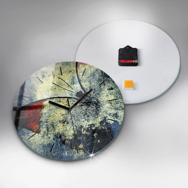 Round glass clock Butterfly vintage style