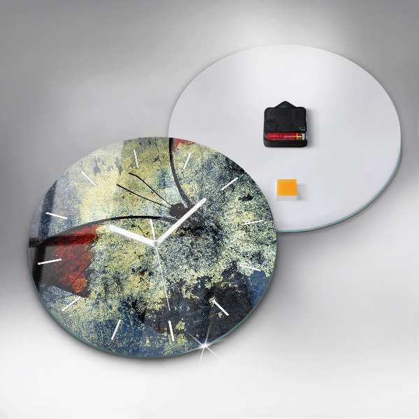 Round glass clock Butterfly vintage style