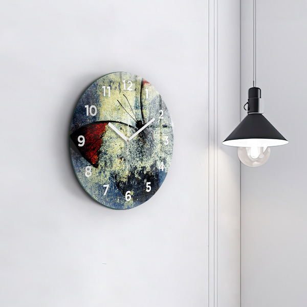 Round glass clock Butterfly vintage style