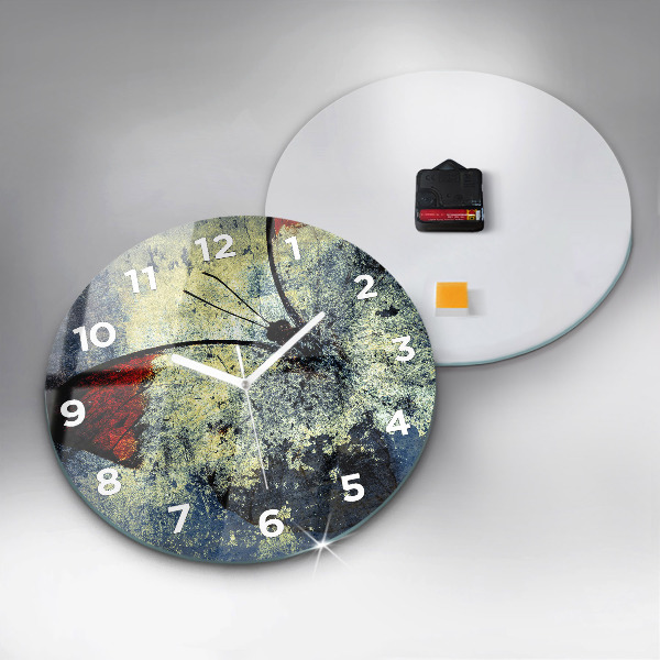 Round glass clock Butterfly vintage style