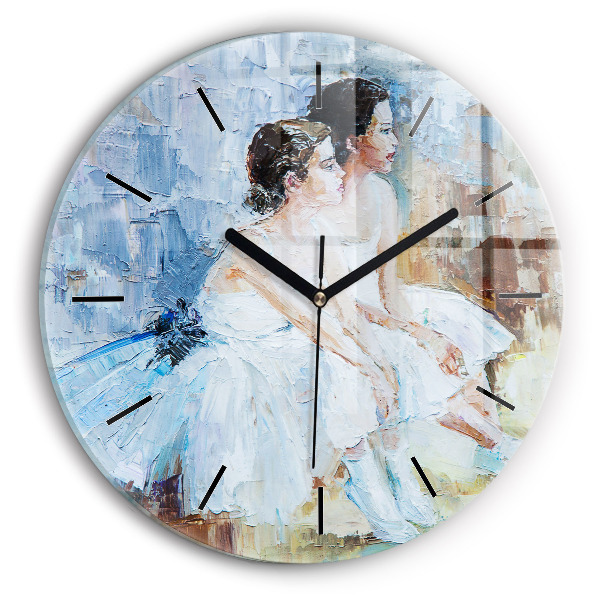 Round glass clock Young ballerinas