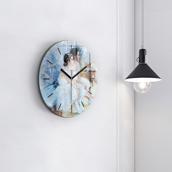 Round glass clock Young ballerinas
